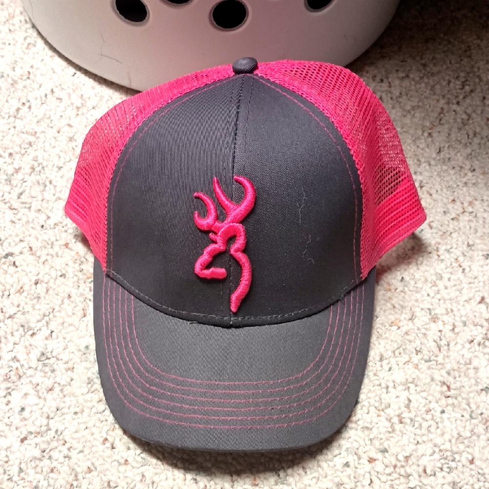Pink and Black Trucker Hat with Deer Logo Browning